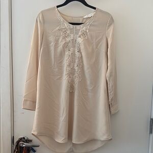 Elegant Cream Lace Trim Blouse